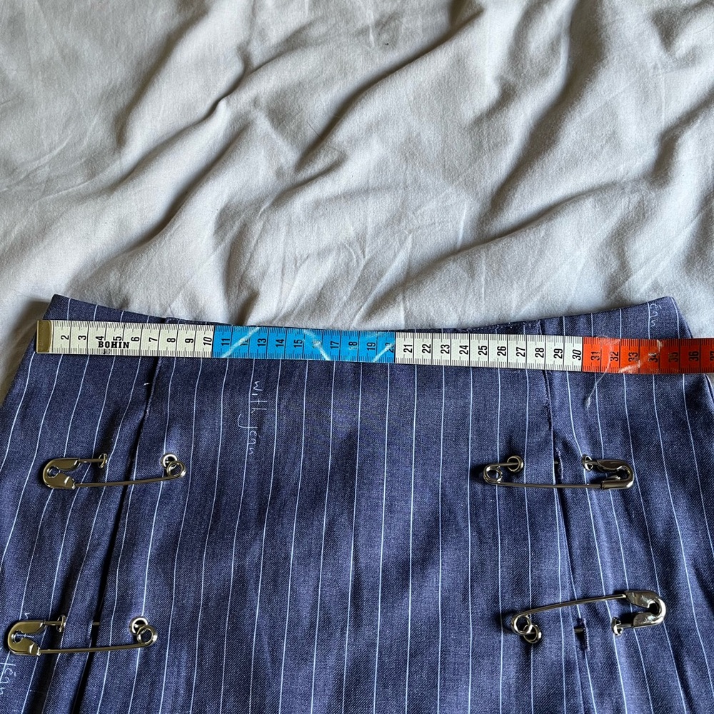 With Jean Blue Mini Pencil Skirt For Work View 6